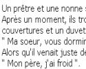 Blague : un prêtre et une nonne se réchauffent